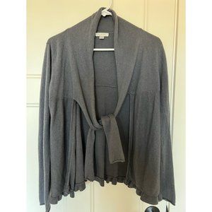 Garnet Hill Silk Cashmere Open Front Tie Neck Grey Cardigan Size XS